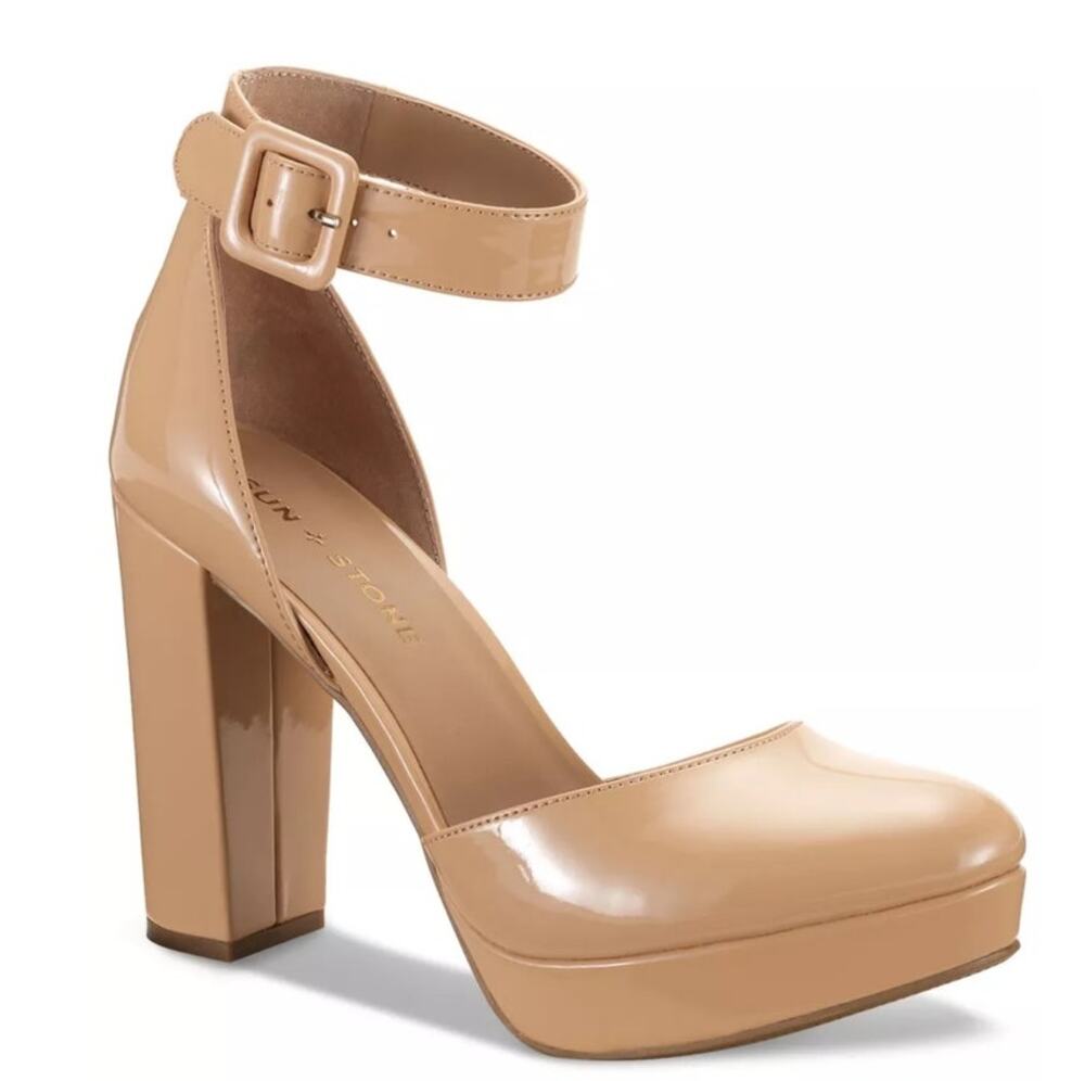 SUN+STONE Womens NEW Estrella Platform Round-Toe Block Heel Pumps / Size 10